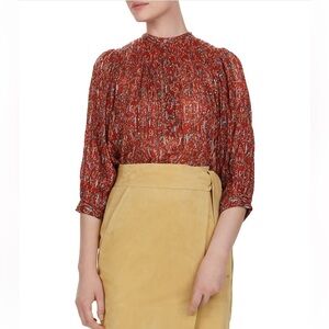 ba&sh Women's Burgundy Paisley Blouse Sz XS